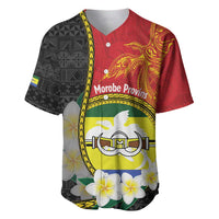 Personalised PNG Morobe Provins Baseball Jersey Papua New Guinea Plumeria Melanesian Pattern - Polynesian Pride
