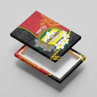 Personalised PNG Morobe Provins Canvas Wall Art Papua New Guinea Plumeria Melanesian Pattern - Polynesian Pride