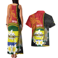 Personalised PNG Morobe Provins Couples Matching Tank Maxi Dress and Hawaiian Shirt Papua New Guinea Plumeria Melanesian Pattern - Polynesian Pride