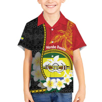 Personalised PNG Morobe Provins Family Matching Off The Shoulder Long Sleeve Dress and Hawaiian Shirt Papua New Guinea Plumeria Melanesian Pattern - Polynesian Pride
