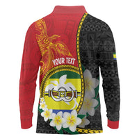 Personalised PNG Morobe Provins Long Sleeve Polo Shirt Papua New Guinea Plumeria Melanesian Pattern - Polynesian Pride