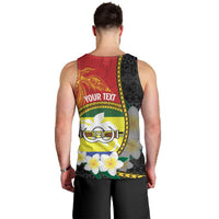 Personalised PNG Morobe Provins Men Tank Top Papua New Guinea Plumeria Melanesian Pattern - Polynesian Pride