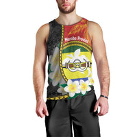 Personalised PNG Morobe Provins Men Tank Top Papua New Guinea Plumeria Melanesian Pattern - Polynesian Pride