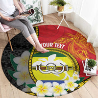 Personalised PNG Morobe Provins Round Carpet Papua New Guinea Plumeria Melanesian Pattern - Polynesian Pride