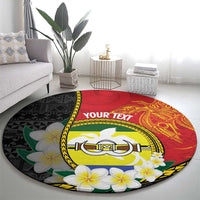 Personalised PNG Morobe Provins Round Carpet Papua New Guinea Plumeria Melanesian Pattern - Polynesian Pride