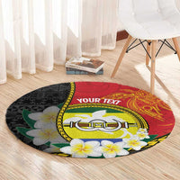 Personalised PNG Morobe Provins Round Carpet Papua New Guinea Plumeria Melanesian Pattern - Polynesian Pride