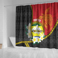 Personalised PNG Morobe Provins Shower Curtain Papua New Guinea Plumeria Melanesian Pattern LT14 - Polynesian Pride