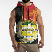 Personalised PNG Morobe Provins Sleeveless Zip Hoodie Papua New Guinea Plumeria Melanesian Pattern LT14 - Polynesian Pride