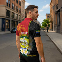 Personalised PNG Morobe Provins Zipper Polo Shirt Papua New Guinea Plumeria Melanesian Pattern LT14 - Polynesian Pride