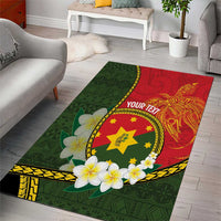 Personalised PNG Isten Hailans Provins Area Rug Papua New Guinea Plumeria Melanesian Pattern - Polynesian Pride