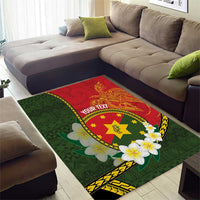 Personalised PNG Isten Hailans Provins Area Rug Papua New Guinea Plumeria Melanesian Pattern - Polynesian Pride