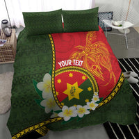Personalised PNG Isten Hailans Provins Bedding Set Papua New Guinea Plumeria Melanesian Pattern - Polynesian Pride