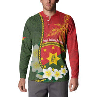 Personalised PNG Isten Hailans Provins Button Sweatshirt Papua New Guinea Plumeria Melanesian Pattern - Polynesian Pride