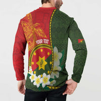 Personalised PNG Isten Hailans Provins Button Sweatshirt Papua New Guinea Plumeria Melanesian Pattern - Polynesian Pride