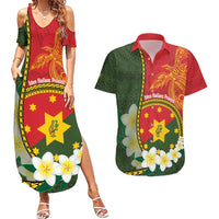 Personalised PNG Isten Hailans Provins Couples Matching Summer Maxi Dress and Hawaiian Shirt Papua New Guinea Plumeria Melanesian Pattern - Polynesian Pride