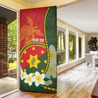 Personalised PNG Isten Hailans Provins Door Cover Papua New Guinea Plumeria Melanesian Pattern - Polynesian Pride