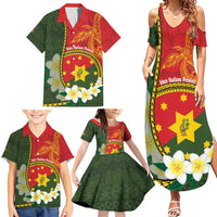 Personalised PNG Isten Hailans Provins Family Matching Summer Maxi Dress and Hawaiian Shirt Papua New Guinea Plumeria Melanesian Pattern - Polynesian Pride