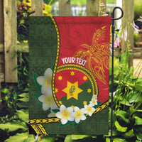 Personalised PNG Isten Hailans Provins Garden Flag Papua New Guinea Plumeria Melanesian Pattern - Polynesian Pride