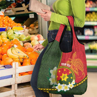 Personalised PNG Isten Hailans Provins Grocery Bag Papua New Guinea Plumeria Melanesian Pattern - Polynesian Pride