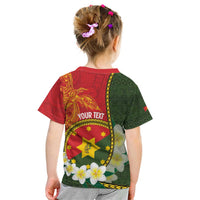 Personalised PNG Isten Hailans Provins Kid T Shirt Papua New Guinea Plumeria Melanesian Pattern - Polynesian Pride