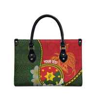 Personalised PNG Isten Hailans Provins Leather Bag Papua New Guinea Plumeria Melanesian Pattern - Polynesian Pride