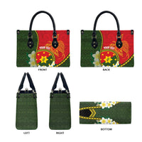 Personalised PNG Isten Hailans Provins Leather Bag Papua New Guinea Plumeria Melanesian Pattern - Polynesian Pride