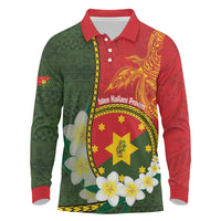 Personalised PNG Isten Hailans Provins Long Sleeve Polo Shirt Papua New Guinea Plumeria Melanesian Pattern - Polynesian Pride