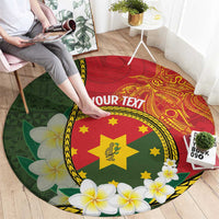 Personalised PNG Isten Hailans Provins Round Carpet Papua New Guinea Plumeria Melanesian Pattern - Polynesian Pride