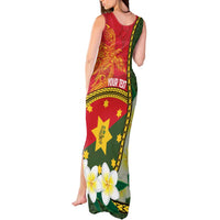 Personalised PNG Isten Hailans Provins Tank Maxi Dress Papua New Guinea Plumeria Melanesian Pattern - Polynesian Pride