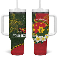 Personalised PNG Isten Hailans Provins Tumbler With Handle Papua New Guinea Plumeria Melanesian Pattern - Polynesian Pride