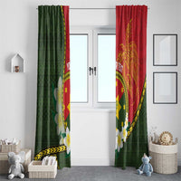 Personalised PNG Isten Hailans Provins Window Curtain Papua New Guinea Plumeria Melanesian Pattern - Polynesian Pride