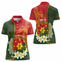 Personalised PNG Isten Hailans Provins Women Polo Shirt Papua New Guinea Plumeria Melanesian Pattern - Polynesian Pride