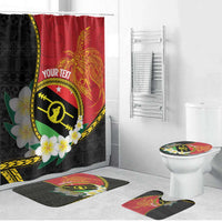 Personalised PNG Sauten Hailans Bathroom Set Papua New Guinea Plumeria Melanesian Pattern LT14 Bathroom Set (4 pcs) Red - Polynesian Pride
