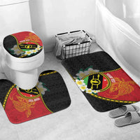 Personalised PNG Sauten Hailans Bathroom Set Papua New Guinea Plumeria Melanesian Pattern LT14 Mat Set (3 pcs – No Curtain Included) One Size Red - Polynesian Pride