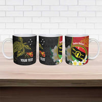 Personalised PNG Sauten Hailans Ceramic Mug Papua New Guinea Plumeria Melanesian Pattern LT14 - Polynesian Pride