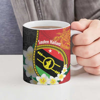 Personalised PNG Sauten Hailans Ceramic Mug Papua New Guinea Plumeria Melanesian Pattern LT14 - Polynesian Pride