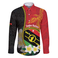 Personalised PNG Sauten Hailans Family Matching Off Shoulder Short Dress and Hawaiian Shirt Papua New Guinea Plumeria Melanesian Pattern - Polynesian Pride