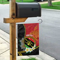 Personalised PNG Sauten Hailans Garden Flag Papua New Guinea Plumeria Melanesian Pattern - Polynesian Pride