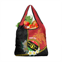 Personalised PNG Sauten Hailans Grocery Bag Papua New Guinea Plumeria Melanesian Pattern - Polynesian Pride