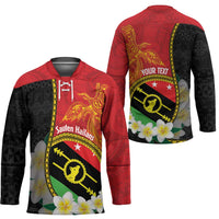 Personalised PNG Sauten Hailans Hockey Jersey Papua New Guinea Plumeria Melanesian Pattern LT14 - Polynesian Pride