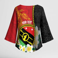 Personalised PNG Sauten Hailans Kimono Sleeve Blouse Papua New Guinea Plumeria Melanesian Pattern - Polynesian Pride