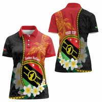 Personalised PNG Sauten Hailans Women Polo Shirt Papua New Guinea Plumeria Melanesian Pattern - Polynesian Pride