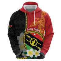 Personalised PNG Sauten Hailans Zip Hoodie Papua New Guinea Plumeria Melanesian Pattern - Polynesian Pride