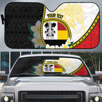 Personalised PNG Madang Provins Auto Sun Shade Papua New Guinea Plumeria Melanesian Pattern - Polynesian Pride