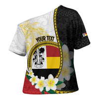 Personalised PNG Madang Provins Cross Shoulder Shirt Papua New Guinea Plumeria Melanesian Pattern - Polynesian Pride