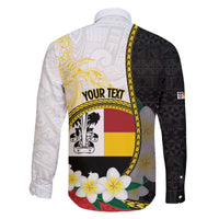 Personalised PNG Madang Provins Family Matching Off The Shoulder Long Sleeve Dress and Hawaiian Shirt Papua New Guinea Plumeria Melanesian Pattern - Polynesian Pride
