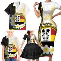 Personalised PNG Madang Provins Family Matching Short Sleeve Bodycon Dress and Hawaiian Shirt Papua New Guinea Plumeria Melanesian Pattern - Polynesian Pride