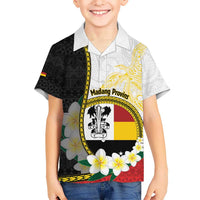 Personalised PNG Madang Provins Kid Hawaiian Shirt Papua New Guinea Plumeria Melanesian Pattern - Polynesian Pride
