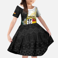 Personalised PNG Madang Provins Kid Short Sleeve Dress Papua New Guinea Plumeria Melanesian Pattern - Polynesian Pride