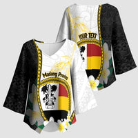 Personalised PNG Madang Provins Kimono Sleeve Blouse Papua New Guinea Plumeria Melanesian Pattern - Polynesian Pride